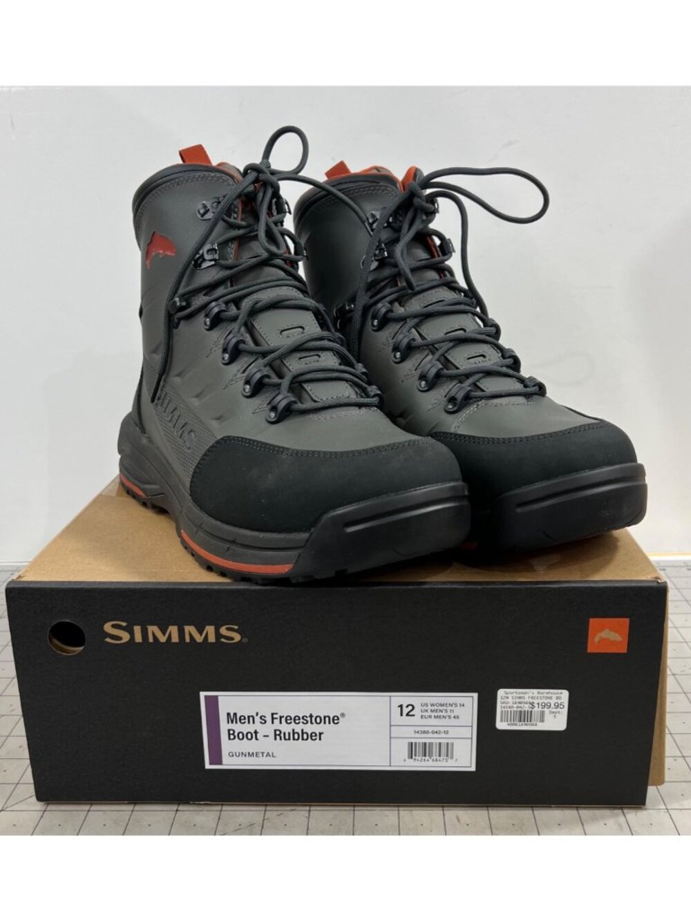 Men's Simms Freestone Rubber Soles Fly Fishing Wading Boots Sz. 12 Gunmetal NEW